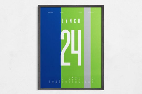 Marshawn Lynch 24 Jersey Number Minimal Wall Art Poster Bills Seahawks Raiders Football