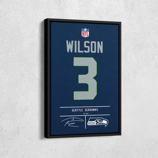 Discover Russell Wilson Jersey Art Seattle Seahawks football Wall Art Home Decor Hand Made Poster Canvas Print