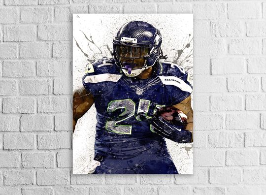 Discover Marshawn Lynch Seahawks Poster, Fine Art Canvas, Man Cave Decor
