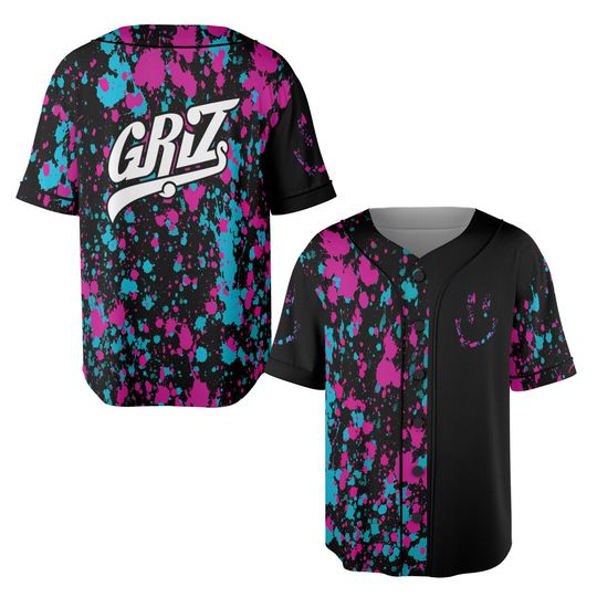 Discover Grizz Paint Rave Jersey, EDM Baseball Shirt For Edm Festival Outfit