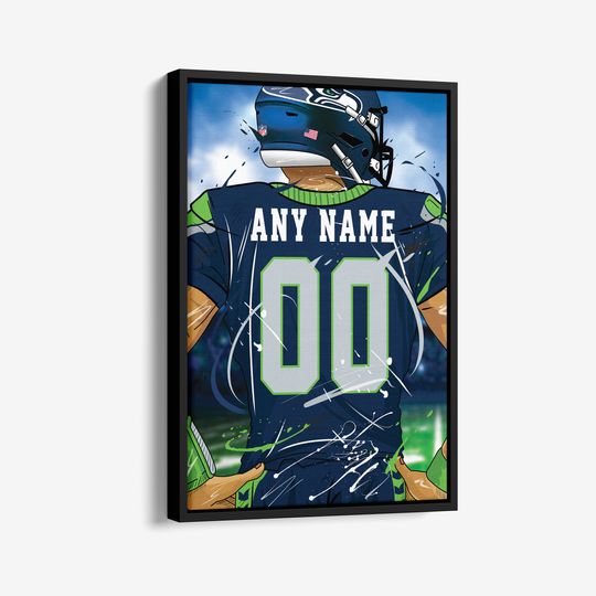 Discover Seattle Seahawks Jersey football Personalized Jersey Custom Name and Number Canvas Wall Art  Print Home Decor Framed Poster Man Cave Gift