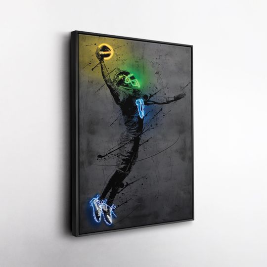 Jaxon Smith-Njigba Poster Neon Seattle Seahawks football Wall Art Home Decor