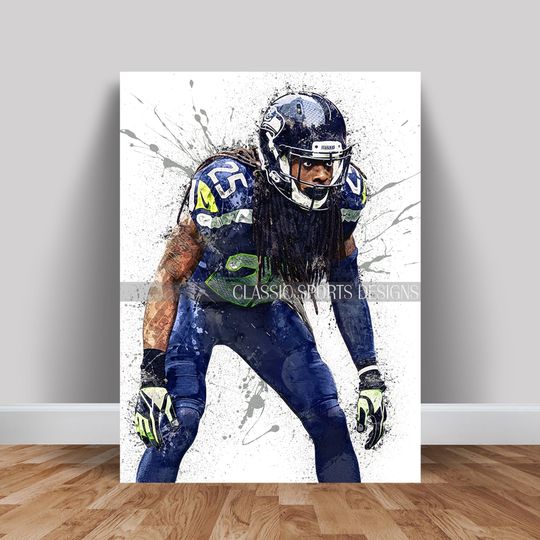 Discover Richard Sherman Poster, Seattle Seahawks, Canvas Wrap, Wall Art Print, Kids Decor, Man Cave Gift, Sports Art