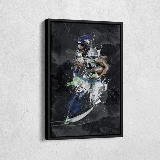 Discover DK Metcalf Art Seattle Seahawks football Canvas Wall Art Home Decor Framed Poster Man Cave Gift