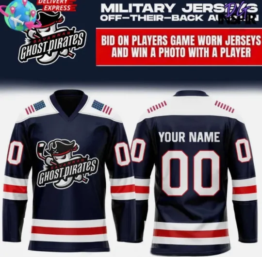 Discover Personalize Ghost Pirate Appreciation Night Hockey Jersey Gift For Valentine