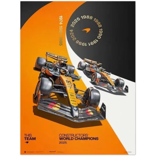Discover McLaren F1 Constructors World Champions Poster Racing Car 2025 Print