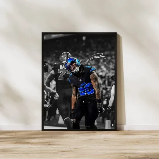 Discover Jahmyr Gibbs Poster Detroit Football Sports Wall Art Print All Sizes