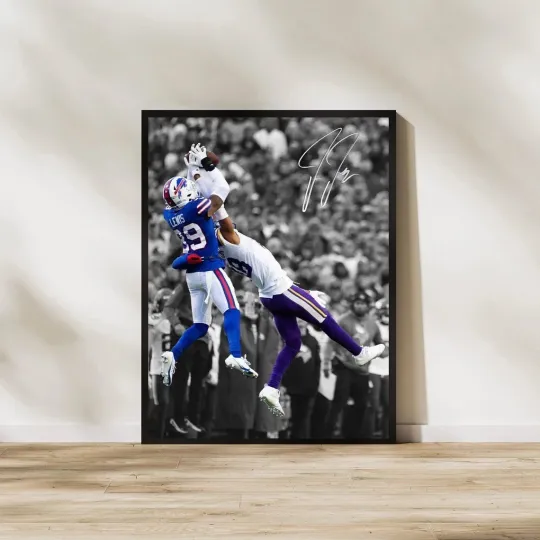 Discover Justin Jefferson Vikingss Poster Football Sports Wall Art Print All Sizes