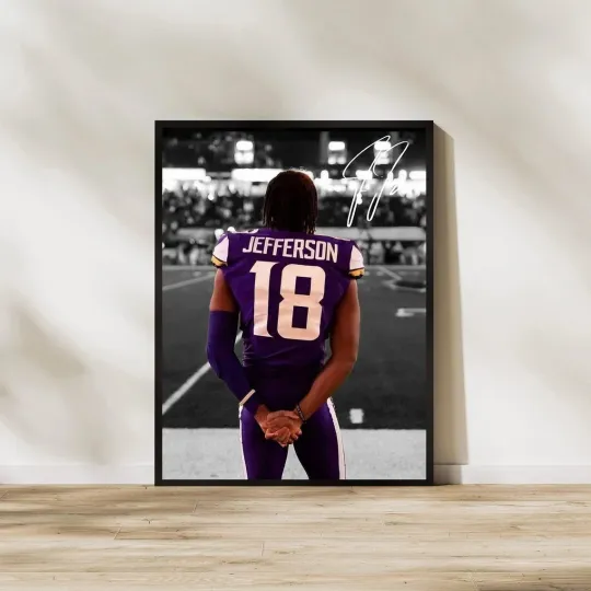 Discover Justin Jefferson Poster Minnesota Football Wall Art Print All Sizes