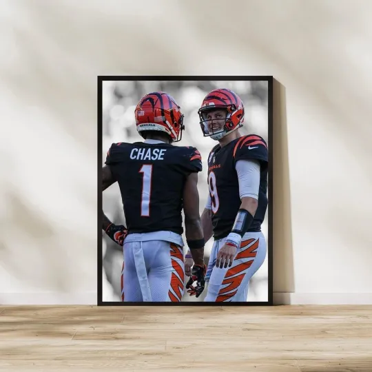 Discover Joe Burrow & Ja’Marr Chase Poster Bengalsss Football Wall Art Print All Sizes