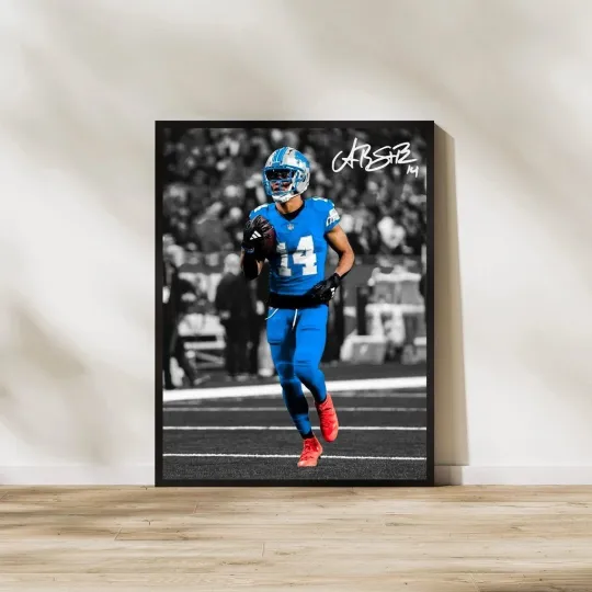 Amon-Ra St. Brown Detroit Poster Football Wall Art Decor All Sizes