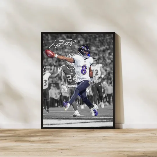 Lamar Jackson III Poster Baltimore Football Wall Art Print All Sizes