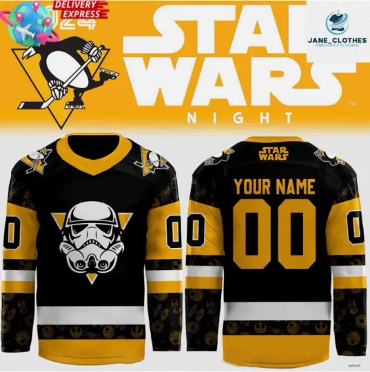 Discover Personalized Penguins x Night 2024 Black Hockey Jersey Gift For Valentine