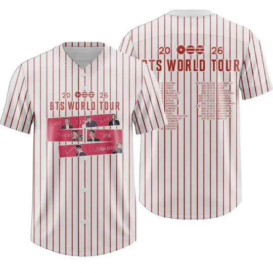 Boy Band BTS Kpop Baseball Jersey, Retro BTS World Tour 2026 Merch Gifts