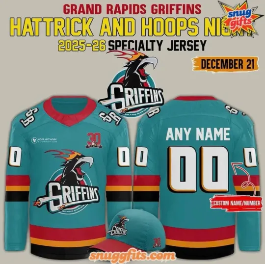 Discover Personalized Griffins Hattrick and Hoops Night Hockey Jersey