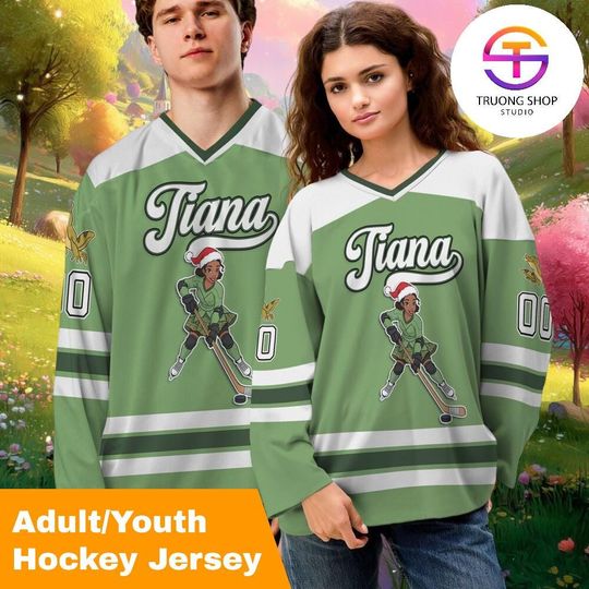 Discover Custom Disney Princess Tiana Hockey Jersey, Personalized Disneyland Hockey Jersey, Hockey Team Outfit, Gift for Disney Fans