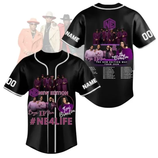 Custom The New Edition Way Tour 2026 Baseball Black Jersey, New Edition Jersey