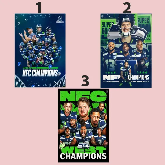 Discover Seattle Seahawks NFC West Champions 2025 Team Poster Collection