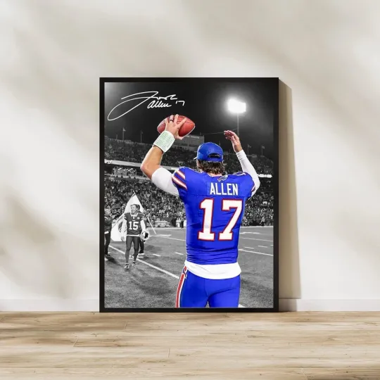 Josh Allen 17 Poster Buffalo Football Sports Wall Art All Sizes
