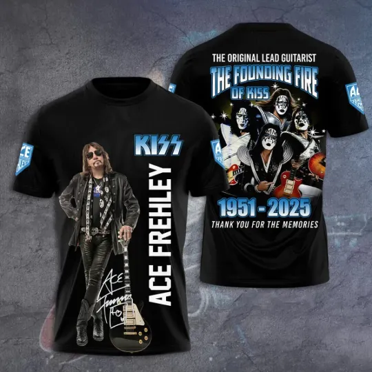 Discover Kisses Band Ace Frehley Signatures 3D Full Size Shirt Unisex