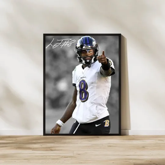 Lamar Jackson Poster Baltimore Football Sports Wall Art All Sizes