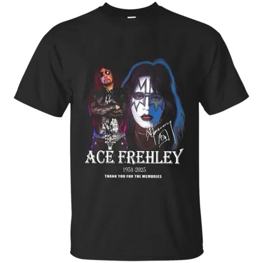Kisses Ace Frehley 1951-2025 Vintage Signature T-Shirt for Fans