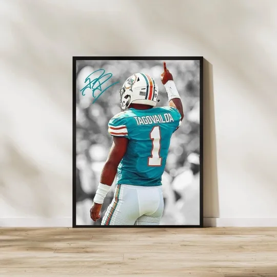 Tua Tagovailoa Poster Miami Football Sports Wall Art All Sizes