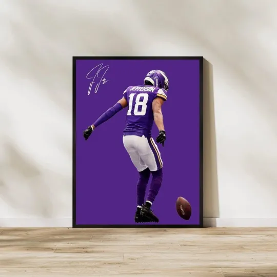 Justin Jefferson Poster Minnesota Football Wall Art All Sizes
