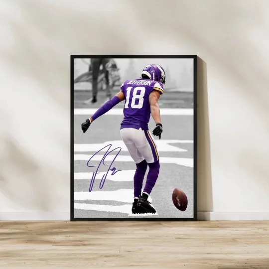 Discover Justin Jefferson 18 Poster Minnesota Football Wall Art All Sizes