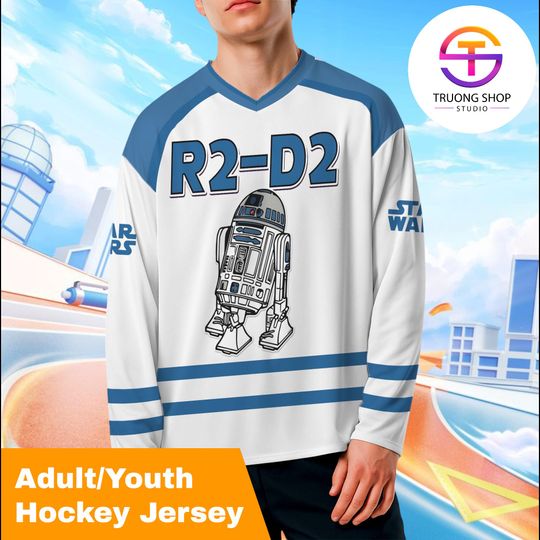 Discover Personalized R2-D2 Hockey Jersey, Custom Star Wars Robot Team Shirt, Cute Disney Fan Sports Outfit