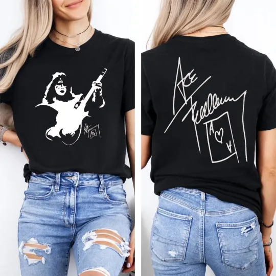 Discover Ace Frehley Memorial T-Shirt R.I.P Rock Legend Double Sided T-Shirt