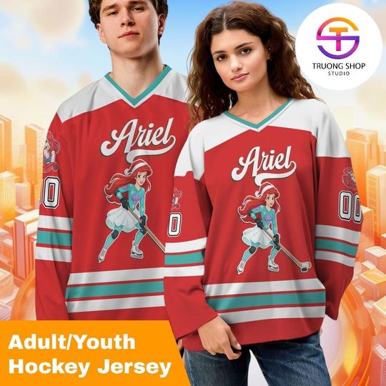 Discover Custom Disney Princess Ariel Hockey Jersey, Personalized Disneyland Hockey Jersey, Hockey Team Outfit, Gift for Disney Fans