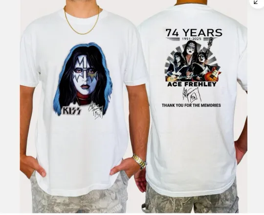 Discover KISS Ace Frehley Signature T-Shirt, Memories 1951-2025