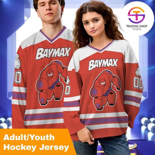 Discover Custom Baymax Disney Hockey Jersey, Personalized Hockey Jersey, Disneyland Inspired Hockey Shirt, Disney Hero Baymax Gift