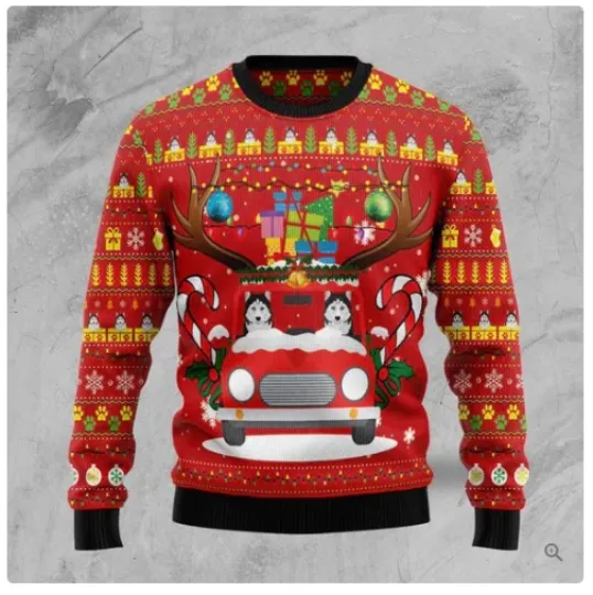 Discover Siberian Husky Dog Ugly Christmas Sweater