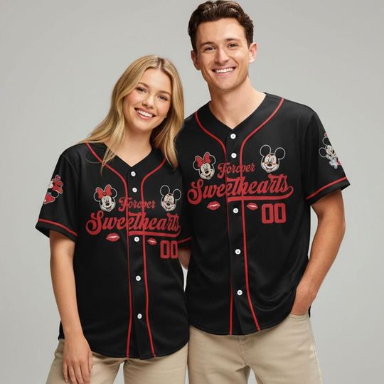 Discover Personalized Disney Mickey and Minnie Double Sided Baseball Jersey for Kids, Youth, and Adults