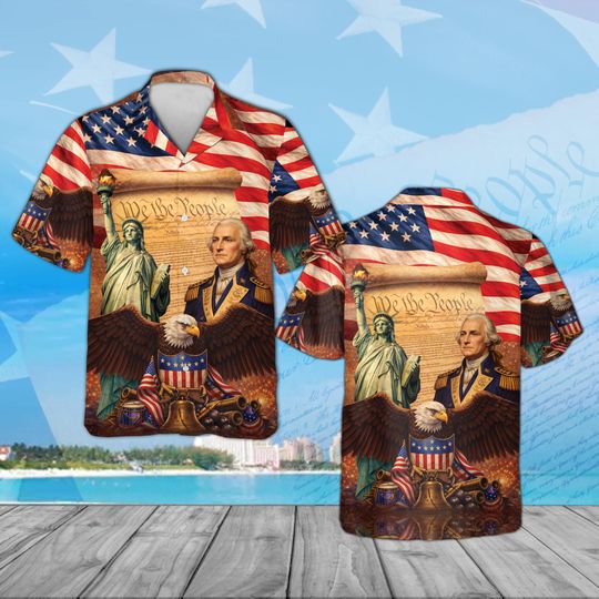 Discover 250th America Anniversary Hawaiian Shirt, We The People Patriotic Shirt, USA Independence 17762026, 4th of July Kids Shirt