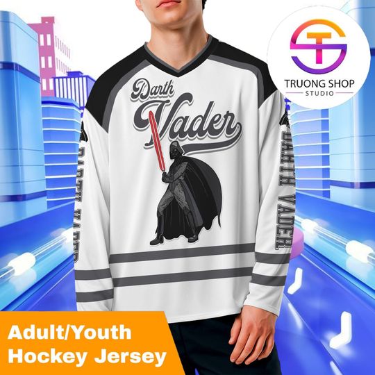 Discover Personalized Darth Vader Hockey Jersey, Custom Star Wars Disney Shirt, Classic Dark Side Team Outfit, Birthday Fan Gift