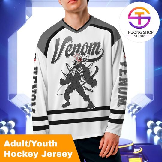 Discover Personalized Venom Hockey Jersey, Custom Marvel Superhero Shirt, Matching Family Sports Outfit, Fan Gift
