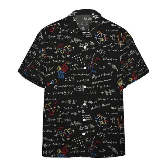 Discover Math Formula Hawaiian Shirt, Mathematics Pattern Aloha Shirt, Science Teacher Hawaiian Shirt, Nerdy Geek Button Down Shirt, S5XL