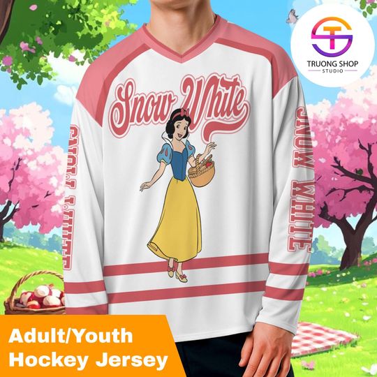 Discover Custom Snow White Disney Hockey Jersey, Personalized Snow White Hockey Shirt, Classic Cartoon Team Outfit, Matching Family Hockey Jersey