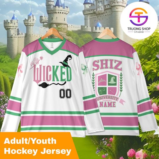 Discover Custom Wicked Witch Hockey Jersey, Shiz University Inspired Team Shirt, Musical Movie Fan Sports Outfit