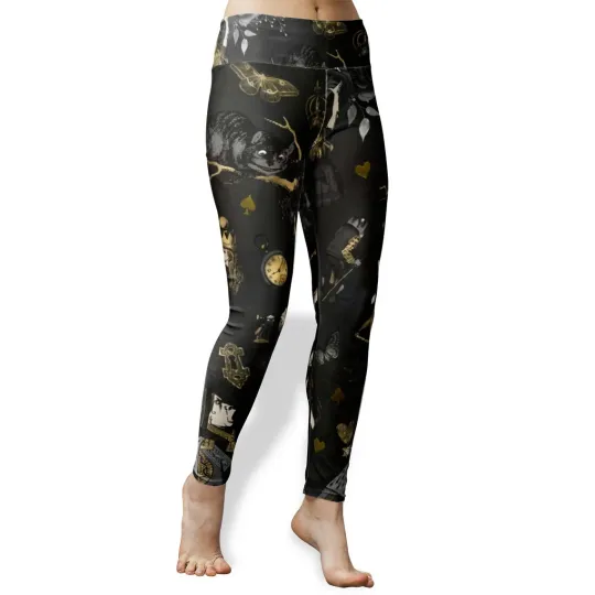 Gothic Alice in Wonderland High Waist Yoga Leggings for Women