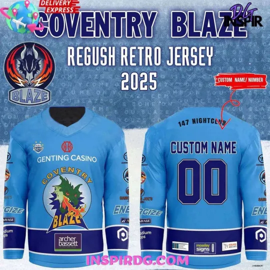 Personalized Coventry Blaze Regush Retro Hockey Jersey