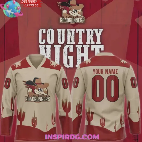 Discover Personalized Tucson Roadrunners x Country Night 2025 Hockey Shirt
