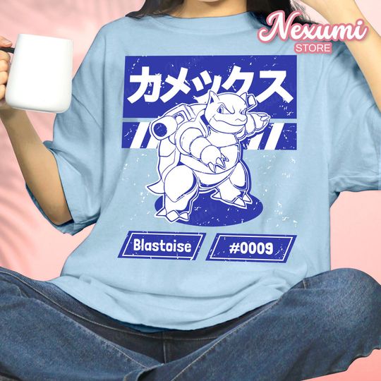 Blastoise Retro Gaming T-Shirt, Playful Anime Graphic Tee, Squirtle Squad Unisex Comfort Colors Top