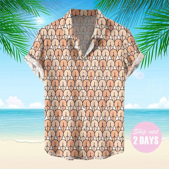 Discover Fun Butt Print Hawaiian Shirt, Soft Hawaiian Shirt, Summer Vibe Tropical Hawaiian Shirt,  Short Sleeve Button Down Shirt, Funny Aloha Shirt