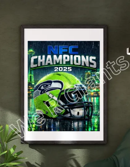 Seattle Seahawkss N.F.C Champions 2025 Poster Wall Art Seahawks Poster