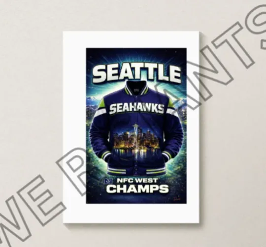Discover Seattle Seahawks NFC West Champs Poster 11x17 Fan Art Wall Print football