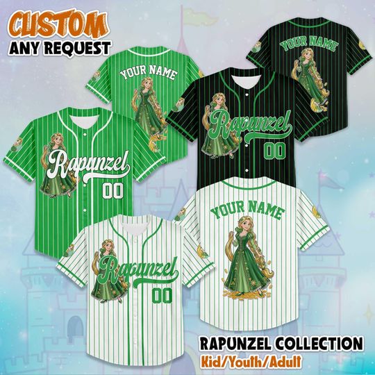 Personalized Rapunzel St Patrick Day Baseball Jersey, Custom Disney Rapunzel Shirt, Disneyland Baseball Team Outfit, Gift for Disney Fans